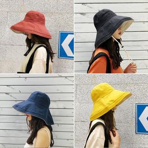 Berretti Cappello per donna Estate Versione coreana Oof Wtravel Cappelli da sole Protezione solare UV Grande lungo il cappello da pescatore a doppia faccia