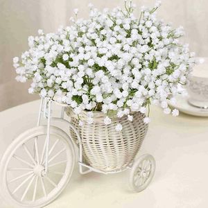 Flores decorativas Flores românticas Decoração artificial de decoração Decoração 1pcs Braô de festa de casamento de casamento falso branco Baby