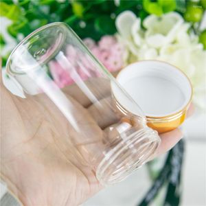 Storage Bottles 24Pcs 100ml Clear Glass Spiral Plastic Lid With Golden Tangent Craft Vials Candy Food Pot Refillable Empty Jars