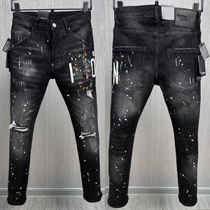 Neue Herren Jeans Loch Hellblau Dunkelgrau Italien Marke Mann Lange Hosen Hose Street Denim Skinny Slim Straight Biker Jean für D2 Top Qualität 28-38 Größe 988101