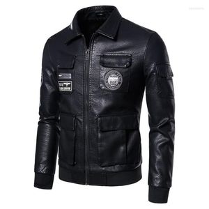 Men's Jackets 2023 Autumn Pilot Suit Lapel Leather Coat Badge Locomotive Jacket