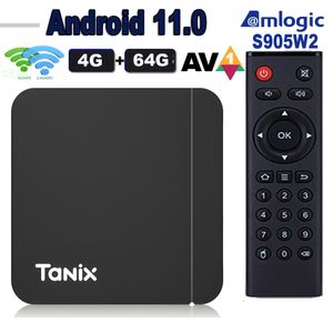 Tanix W2 Android 11 TV Box Amlogic S905W2 Квадратный 4GB 64 ГБ 32 ГБ 16 ГБ 2,4G 5G Dual WiFi Bluetooth 4.0 AV1