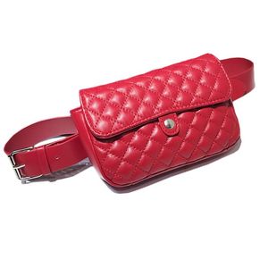 Waist Bags Women Packs Red Bag Ladies Purses PU Leather Mini Striped Flaps Travel Belt Money Holder