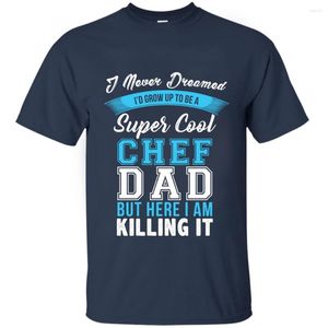 Męskie koszule T 2023 Moda Letnia „Super Cool Chef Dad” T-shirt Wygodna oddychająca bawełna