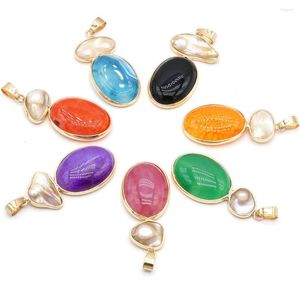 Pendanthalsband Natural Stone Dragon Bone Agate Shell Oregelbundet för smycken MakingDiy Necklace Earring Accessory Charm Gift Party20x45mm