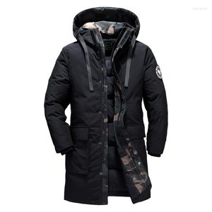 Men's Down 2023 Winter Long Duck Jacket Men Black and Grey Gross Warm Breaker para tamanho grande 8857