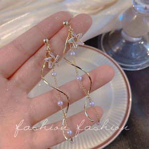 Orecchini pendenti 2023 moda stella di cristallo nappa perla d'oro per le donne personalità gioielli da sposa regali di compleanno