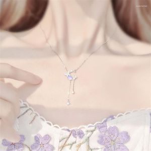 Pendant Necklaces Fashion Tassel Long Chain Crystal Butterfly Moon Charm Necklace For Women Party Wedding Jewelry Statement Choker Dz602