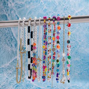 Chains Fashion Imitation Pearl Strand Beaded Mixing Bohemian Colorful Butterfly Flower Polymer Clay Beads Choker Necklace Female Collar