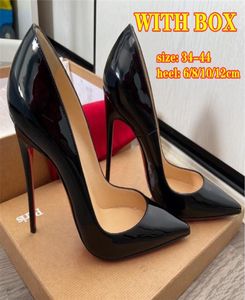 Designer High Heels Shoes Brand Pumps Red Bottoms Shiny 8 cm da 10 cm da 12 cm tallone sottile punta punta vera pelle nuda nuda wedding sho8670051