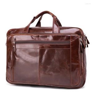 Briefcases JOYIR Oil-Wax Genuine Leather Handbag Male Office Laptop Bag Work Messenger Bags Men A4 Document Portfolio Man Briefcase