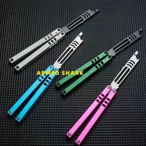 Abridores Squid Mako Bottle Opener V4.5 Clone Tubarão Armado Balisong Flipper Trainer Buchas Sistema Alumínio Channel Handle Outdoor EDC