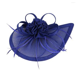 Bandanas czarne opaski na głowę Women Tea Party Hats Wedding Bridal Vintage Tops koktajl Kwiat nakrycia kwiatowy biały fascynator chrzest kowboj