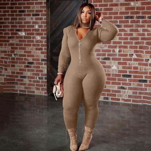 Böden Plus Größe Frauen Kleidung Overalls Dünne Strampler Sexy Einem Stück Hoodie Outfits Overalls Gestrickte Bodycon Großhandel Dropshipping