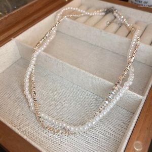 Choker Vintage Imitated Pearl Necklace Exquisite Classic Double Layer Chain Romantic Silver Colour Neck Chains Women's Trendy Jewelry