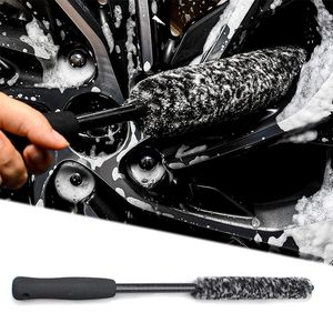 Bil Small Long Handle Brush Car Wash Wheel Microfiber Detail Borste Non-Slip Car Wheel Borstes Auto Cleaning Tools Car Wash 1pc