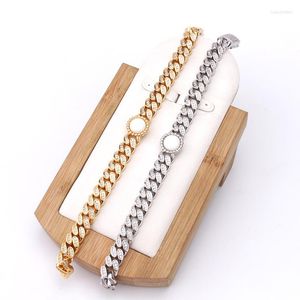 Kolye küpeleri Set Street Hip Hop Miami Miami Erkek Kadın Maden Kübik Zirkonia Opal Bling Rapçi Geniş 10mm Küba Zincir Bileklik