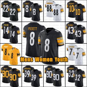 TJ Watt 8 Kenny Pickett Maglia da calcio George Pickens Minkah Fitzpatrick Najee Harris Pat Freiermuth Troy Polamalu Joey Porter Jr Broderick Jones Franco