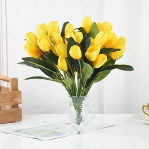 Decorative Flowers Tulip Artificial Flower Real Touch Bouquet Wedding Party Decoration Home Room Garden DIY Fake Plants Decor Supplies