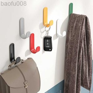 Robe Hooks 6st Handduk Hook Self Adhesive Strong Wall Hooks Door Hanger Key Bag Coat Hook Holder Home Organizer Kök Badrumstillbehör W0411