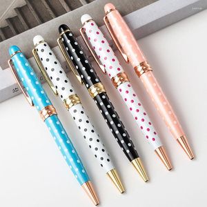 Simpatiche penne a sfera semplici stile fresco a pois multicolore Kawaii forniture per ufficio in metallo cancelleria per studenti scolastici per la scrittura