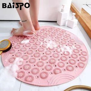 Mats BAISPO Bathroom AntiSlip Mat PVC Safety Shower Foot Massage Floor Mat with Drain Hole Foot Mat Home Bathroom Accessories Set