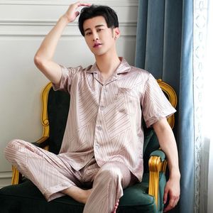 Men's Sleepwear Men's Homewear Summer Satin Pyjamas Short-Sleeved Casual Home Clothes Pajama Sets