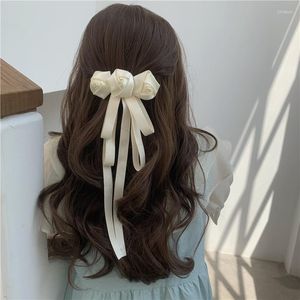 Hair Accessories Pure White Oversized Long Cute Bow Hairpin Rose For Women And Girls Wholesale