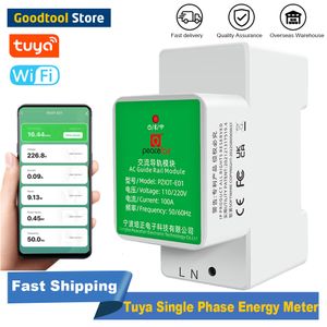 Contatori di energia Tuya Contatore monofase 6 in 1 AC elettrico su guida DIN WiFi Smart Kwh Consumo energetico Wattmetro Voltmetro Amperometro 230428