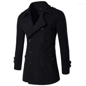 Herrgravrockar män brittisk stil dubbel breasted top coat mens long masculino manlig kläder klassisk droppe överrock