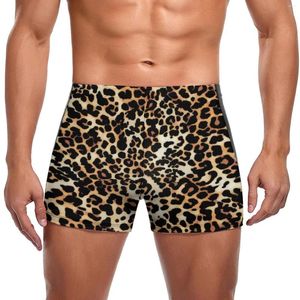 Herrbadkläder Klassiska Leopard Print Swimming Trunks Trendy Animal Skin Beach Plus Size Swim Shorts Elastic Male Briefs