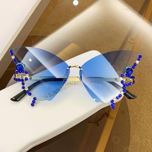 Moda Gradiente de Butterfly Glasses para mulheres Proteção UV Vintage Metalless Glosses Sunglasses Retro Eyewear Party Funny Decor