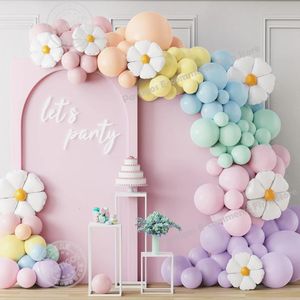 Inne imprezy imprezowe 141PCS Daisy Balon Garland Arch Macaron Candy Kolor Girls Birth Birthday Wedding Decor Baby Shower 230428