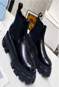 Модный дизайнер бренд ботинки Angle Women Black Leather Combat Boots.