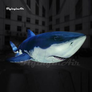 Amazing Large Blue Inflatable Shark Balloon 10m Sea Animal Fish Model For Aquarium Decoration