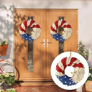 Flores decorativas grinaldas robustas pingentes patrióticos ornamentos pendurados fáceis de pendurar a bandeira americana decoração de guirlanda