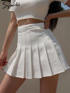 Kleider Syiwidii Faltenrock Frau Rosa Weiß Schwarz Lolita Kawaii Sommer Miniröcke Mode 2022 Mode Kleidung Süße Süße Mädchen