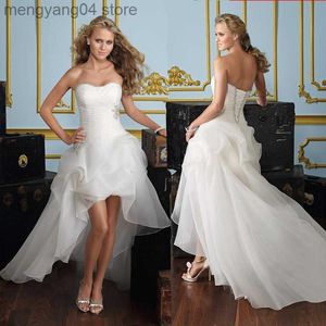 Partykleider 2023 Neues vorderes kurzes langes hinteres trägerloses Hochzeitskleid Klassisches Brautkleid mit Schleppe Brautkleid Vestido De Noiva HS30 T230502