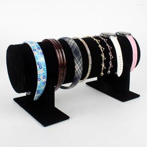 Jewelry Pouches T-bar Shop Velvet Headband Chain Necklace Display Stand Rack Showcase Hair Hoop Holder For Girls Women