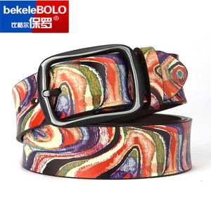 Outros acessórios de moda Printage Print Print Graffiti Belt Homem Correia de couro masculino Homem de couro genuíno fivela de luxo fivela casual Cinturão J230502