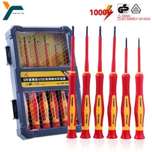 Schroevendraaier 6 In1 Precision Screwdriver Bit 1000V Insulated Phillips Slotted Screw Driver Magnetic Multifunctional Electrician Repair Tool