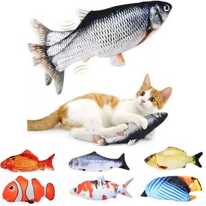 Toys 3D Fish Electric Cat Toy USB Symulacja ładowanie Sw swing Fish Interactive Toys for Cats Pet Doll Zabawne kot