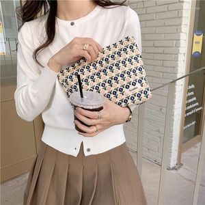 Cosmetic Bags Trendy Bag Female Portable Corduroy Retro Flower Cloth Hand Hold Wash Mobile Phone Storage