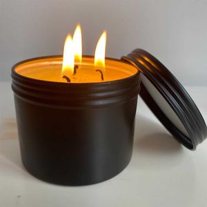 Scented Candle Wholesale Scented Candles In Glass Jar with Metal Lid Black Glass Candles 3 Cotton ic Style House Decoration Z0418
