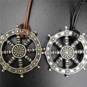 Pendentif Colliers Antuqing Hommes Viking Bijoux Dharma Roue De La Vie Samsara Bouddhiste Amulette Pagan Talisman Femmes Goutte