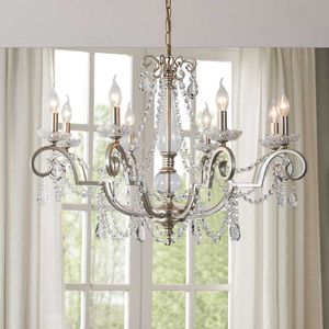 Chandeliers Contemporary Silver Crystal Chandelier Lamp Living Room Decoration AC110V 220V Cristal LED Plafondlamp For Bedroom