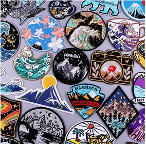 Collectable s Pulaqi Mountain Waves Patch For Clothing Nature Travel Patches On Clothes DIY Camping Fusible Patch