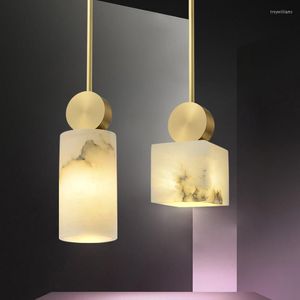 Pendant Lamps Modern Minimalist Geometric Shape Marble Small Chandelier Dining Room Led Lighting Living Study Balcony Decoration