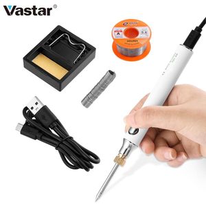 Soldeerijzers Vastar 5V 8W USB Soldering Iron Set Adjustable Temperature Ceramic Core Heating Portable Home Welding Solder Repair Tools