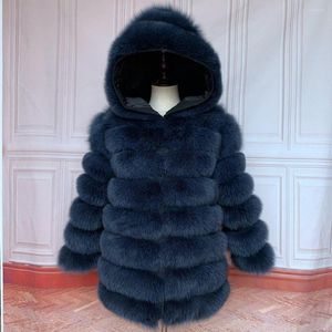 Women's Fur Real Long Coat With Hood Natural Jacket Plus Size Female High Quality Winter Vests